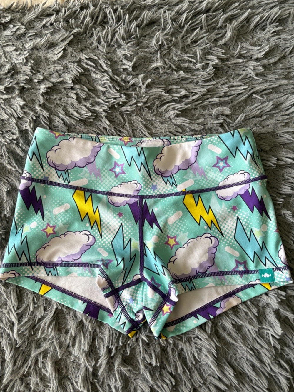 Wodbottom Aqua Cloud & Lightning Athletic Shorts